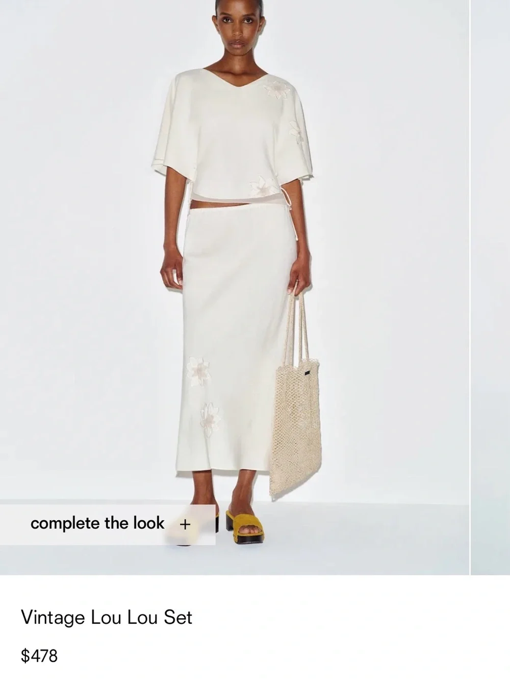 Reformation Vintage Lou Lou Cream Two-Piece Skirt Set - Picture 1 of 5